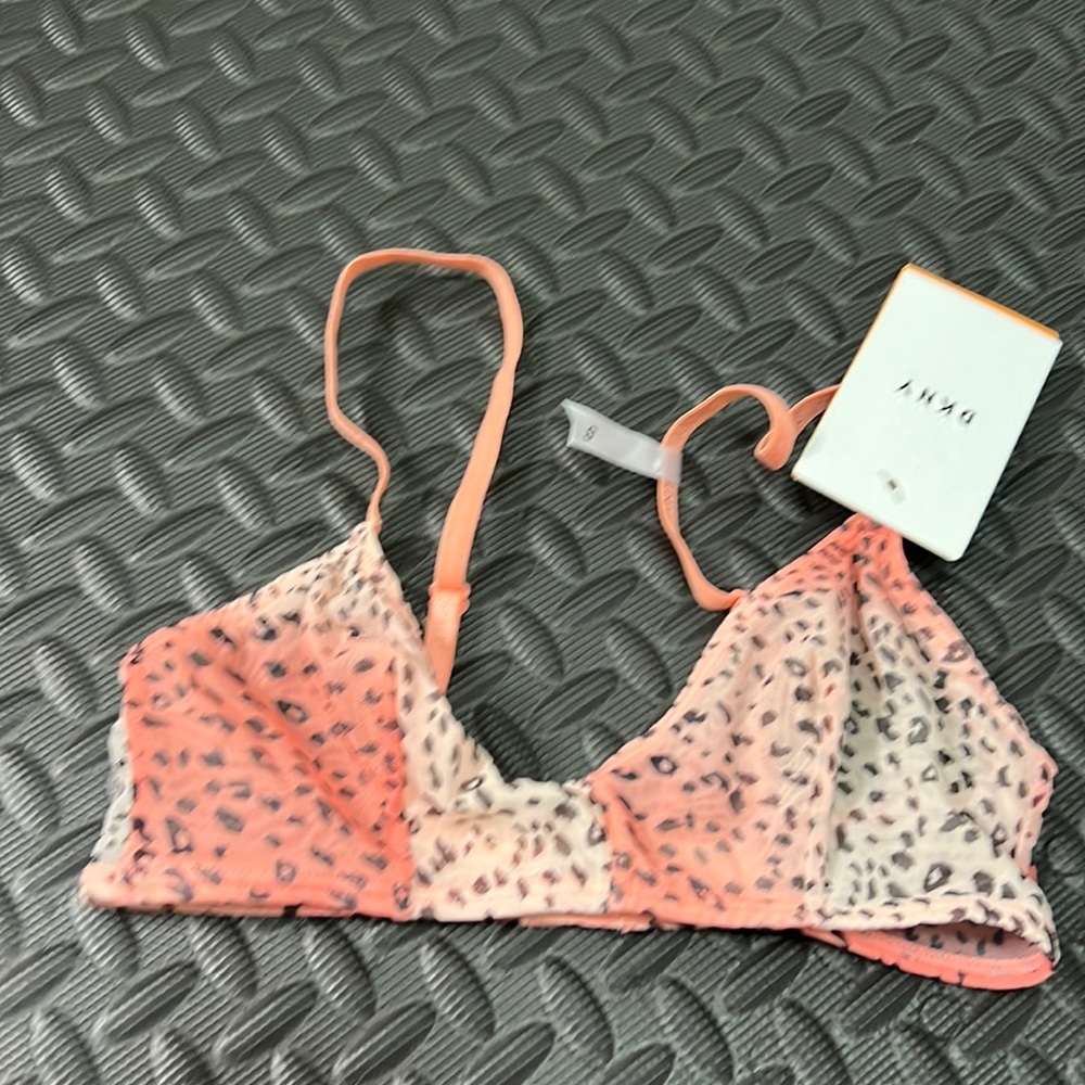 *SOLD*DKNY mesh bra size S in pink and white leopard print.